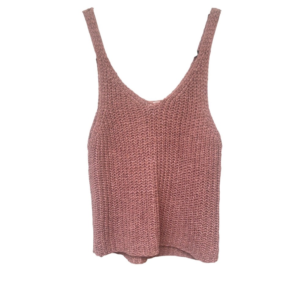 Moon & Madison Womens Dusty Rose Pink Shaker Knit‎ V-Neck Tank Top Small